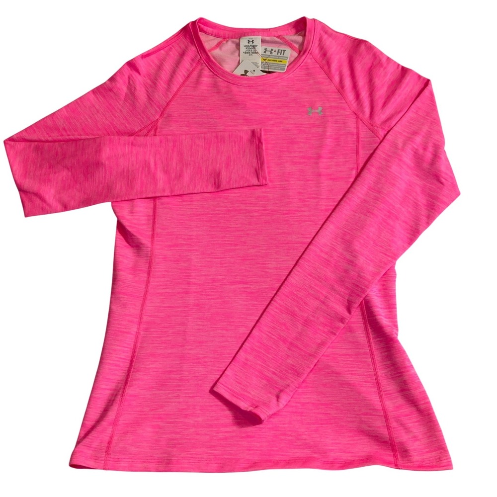 NEW Under Armour Womens Large ColdGear Pink Space Dye Long Sleeve Fitted Top NWT